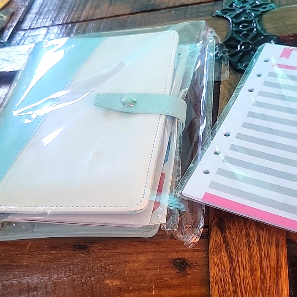 Budget binder w Extra budget sheets zippered pockets NWOT New save cash Money 25